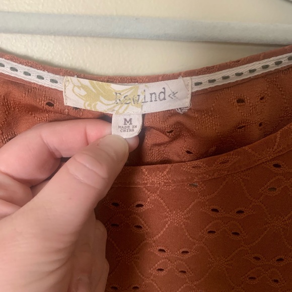 Rewind burnt Orange eyelet top with ruffles sleeves - Picture 5 of 7